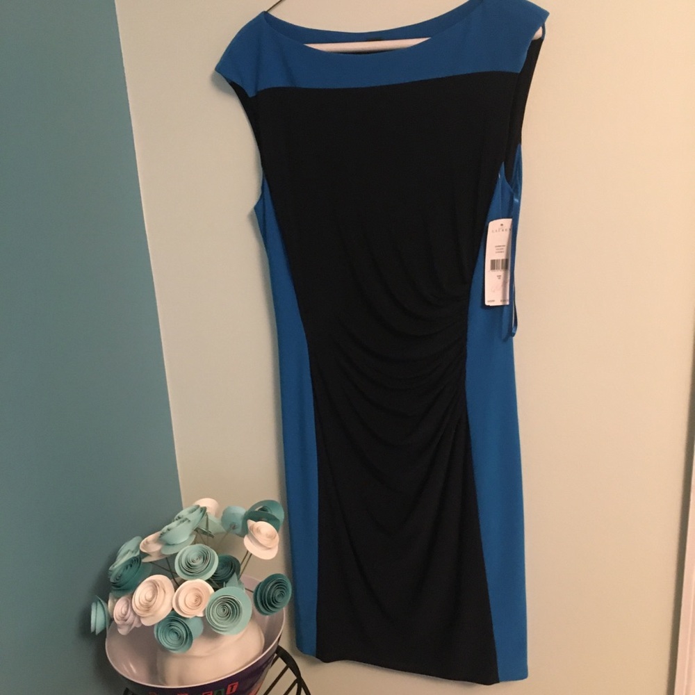 NWT Ralph Lauren color block dress with ruching 10